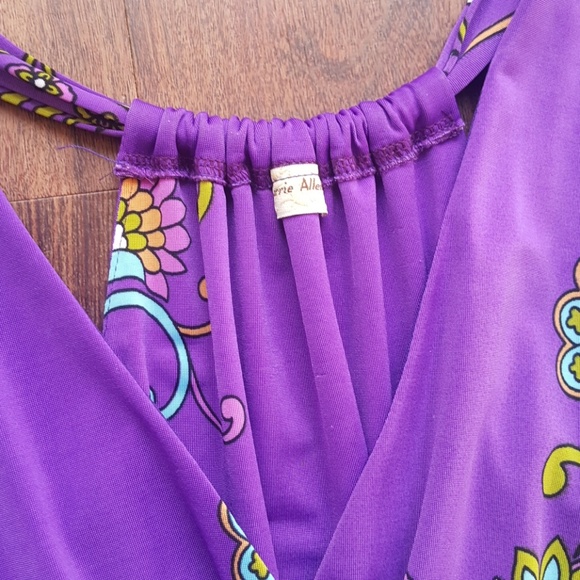 Purple Paisley Dress with Green Bandeau - Picture 2 of 7